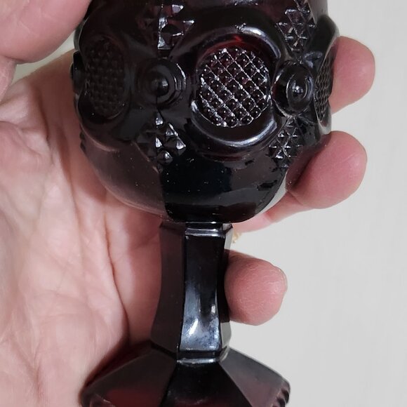 Avon Cape Cod, Ruby Red Set of Three Wine Glasses/ Holiday Votive Candle Holders - Picture 5 of 10